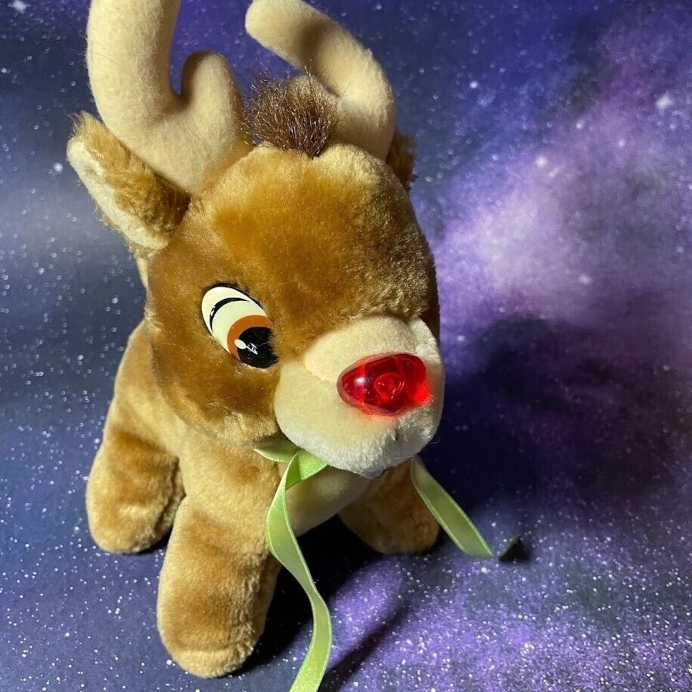 Vintage Applause Rudolph the Red Nose Reindeer Plush Stuffed Animal Toy Read